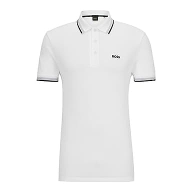 BOSS Mens Paddy Short Sleeve Polo Shirt, Classic White, Medium US