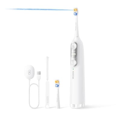 Soocas NEOS II - Electric Toothbrush with Water Flosser, Sonic Electric Toothbrush for Adults, Cordless Water Flosser for Travel, Portable Oral Irrigator, Up to 100% Plaque Removal, Pearl White