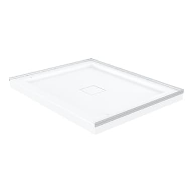 Carlton Marquette 42" x 34" Single or Double-Threshold Shower Pan Base with Center Drain and Removable Flange in Glossy White