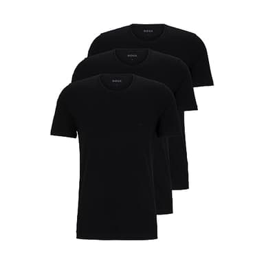 BOSS Mens 3-Pack Crew Neck Cotton Jersey T-Shirts T Shirt, Dark Soil Black, Large US