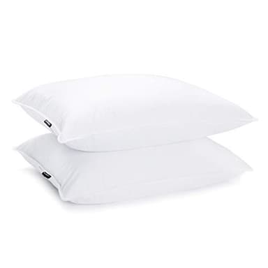 JA COMFORTS Duck Feather Down Bed Pillows for Sleeping(2 Packs)-Standard/Queen,High Filling Weight,600 Thread Count,Double-Layer Downproof Fabric Design,10% Duck Down,Cotton Cover,White