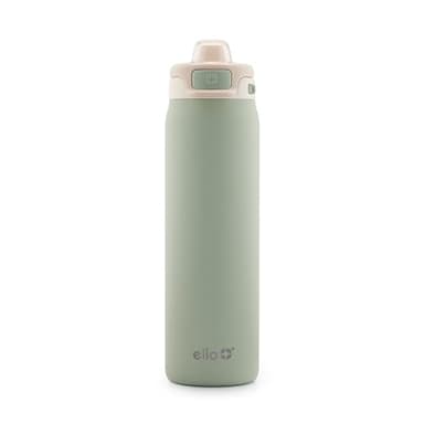 Ello Pop & Fill 22oz Stainless Steel Water Bottle with Quick Fill Technology, Double Walled and Vacuum Insulated Metal, Leak Proof Locking Lid, Sip and Chug, Reusable, BPA Free, Pistachio