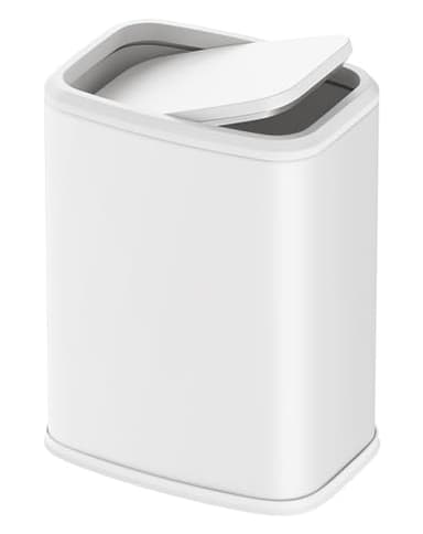Cesun Small Bathroom Trash Can with Swing-Top Lid,8L/2.1 Gallon Stainless Steel Garbage Can with Removable Inner Bucket, Slim Waste Basket for Home, Office, Toilet, Bedroom, Living-Room (White)