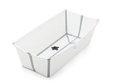 Stokke Flexi Bath Portable X-Large Baby Bathtub with Heat-Sensitive Plug, White Grey