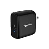 Amazon Basics 65W One-Port GaN USB-C Wall Charger with Power Delivery PD for Laptops, Tablets & Phones (iPhone 16/15/14/13/12/11/X, iPad, MacPro, Samsung, and More), Non-PPS, Black
