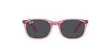 Ray-Ban Junior Kids' RJ9076S Rectangular Sunglasses, Transparent Pink/Dark Grey, 49 mm