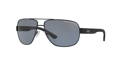A|X ARMANI EXCHANGE Mens AX2012S Rectangular Sunglasses, Matte Black/Grey Polarized, 62 mm