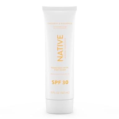 Native Sunscreen SPF 30, Zinc Oxide Dermatologist Tested Suitable for Sensitive Skin & Hawaii Compliant, 5 Ounces | Pineapple & Coconut Scent Sun Protection Lotion, Lightweight & Smooth