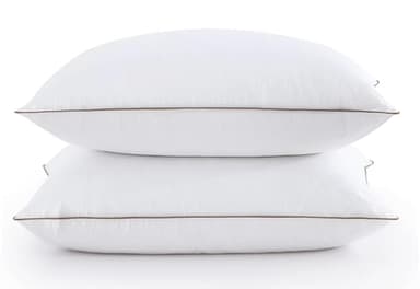 puredown® Made in USA Soft Fluffy Medium Firm Hotel Pillow, 100% Cotton Cover, Luxury Bed Pillows Queen Size Set of 2 for Back, Stomach or Side Sleeper.