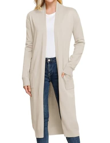 GRACE KARIN Cardigan Sweaters for Women Essentials Lightweight Long Sweater Casual 2026 Summer Outfits with Pockets Cream