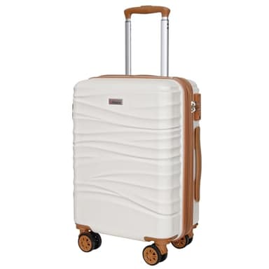 Romswi Expandable 22x14x9 Airline Approved,21" Carry On Luggage,Hardshell Suitcase with Double Spinner Wheels for 20% More Space, Lightweight Hardside Luggage, Scratch-Resistant & YKK Zipper, White