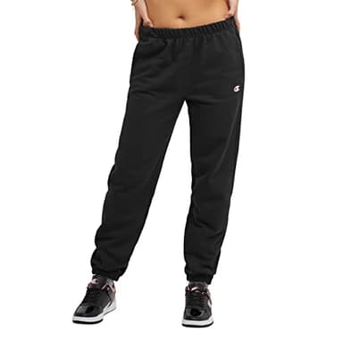 Champion womens Oversized Reverse Weave Sweatpant, Left Hip C Sweatpants, Black-y06146, Large US