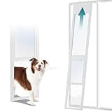 MOPHOTO Dog Door for Sliding Glass Door, Adjustable Height 74.8''-80.7'' Doggy Door for Sliding Door, No Drilling Install, Sliding Glass Pet Door with Lock for Renters and Apartments Patio (Large)