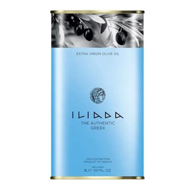 ILIADA Greek Extra Virgin Olive Oil 3L | 100% Greek | Monovarietal Koroneiki | Cold-Pressed | High Polyphenol Content | Chef’s Choice