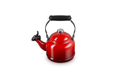 Le Creuset Enamel On Steel Demi Tea Kettle with Metal Finishes, 1.25 qt., Cerise
