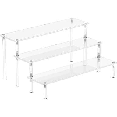Aredpoook Acrylic Display Risers, 3 Tier Perfume Organizer Stand, Clear Cupcake Stand Holder, Large Shelf Risers for Figures, Dessert Shelves for Party, Display Shelf for Decoration and Organizer