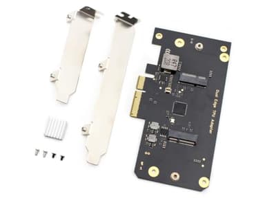 Dual Edge TPU PCIe Adapter for Two Coral M.2 Accelerator Cards,PCIe Gen3 x4 to 4X Gen2 x1 Lane Splitter with Heatsink,AI Edge Computing