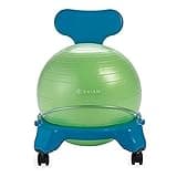 Gaiam Kids Balance Ball Chair - Classic Children's Stability Ball Chair, Alternative School Classroom Flexible Desk Seating for Active Students with Satisfaction Guarantee, Blue/Green