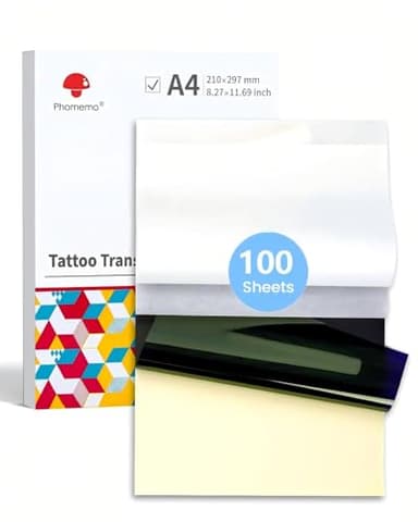 Phomemo Tattoo Transfer Paper - 100 Sheets A4 Size, Thermal Stencil Paper for Tattoos Transfer Kit - Personal & Commercial Use, DIY Tattooing Tracing Paper for M08F Printers & Tattoo Supplies