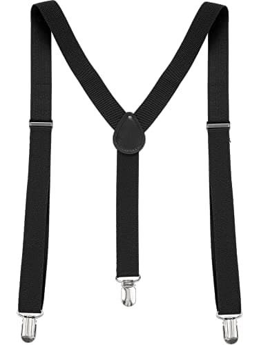 Allegra K Women's Suspenders Metal Clips Adjustable Elastic Band Y Shaped Suspender One Size Black