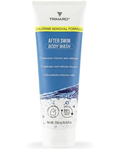 TRIHARD Chlorine Removal Body Wash, Protects and Hydrates Sensitive Skin from Pool and Ocean, Pool Essentials for Post Swim Chlorine Skin Protection