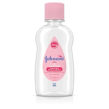 Johnson's Baby Oil, Pure Mineral Oil to Prevent Moisture Loss for Newborn, Kids, & Adults, Gentle, Soothing Baby Massage Oil, Dry Skin Relief, Hypoallergenic, Original Scent, Baby Essentials, 3 fl. oz