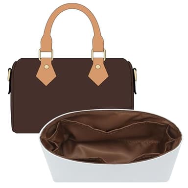 OAikor Purse Organizer Insert Compatible with lv Speedy Nano and More, Ultra-light Waterproof Dupont Paper Mini Bag Insert with 8 Compartments (White&Brown, Nano)