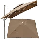 OUKEJNM 10 X 10ft Patio Umbrella Replacement Canopy Square Cantilever Umbrella Replacement Cover 2-Tier Top Cover Outdoor Market Patio Umbrella Canopy Cover(Color:Khaki)