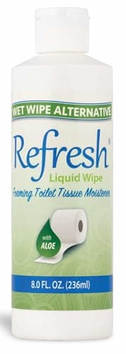 Refresh Liquid Wipe Toilet Paper Foam Refill – Flushable Wet Wipe Alternative – Cleanses & Soothes with Witch Hazel & Aloe – 8 oz Refill Bottle