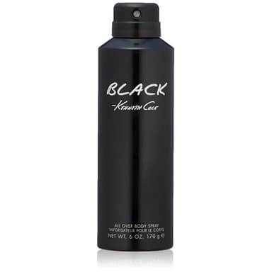 Kenneth Cole Black All Over Body Spray for Men, Aromatic Woody Fragrance, Notes of Watermint, Mandarin, Cedar, and Musk, Long-Lasting Cologne, 6.0 Fl. Oz