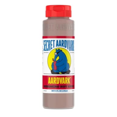 Secret Aardvark Habanero Hot Sauce - Habanero Peppers & Roasted Tomatoes, Medium Spiced Hot Sauce, BBQ Sauce, Non-GMO, Low Sugar, Low Carb, Hot Sauce & Marinade - 8 fl oz 1 Pack