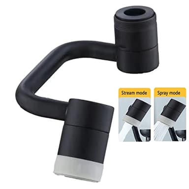 1080° Rotating Faucet Extender Aerator,Solid Brass Universal Splash Filter Faucet, Big Angle Swivel Faucet Aerator Sink Attachment,Dual-function 2-Flow Sprayer,Matte Black…