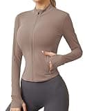 AKEWEI Womens Sports BBL Jacket Long Sleeve Full Zip Up Workout Tops for Women Fitted Gym Jacket Rose S