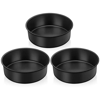 TeamFar 6 Inch Round Cake Pans, Round Baking Layer Cake Pan Set of 3, with Non-Stick Coating Stainless Steel Core for Birthday, Party, Wedding, Healthy & Heatproof, Release Easily & Easy Clean