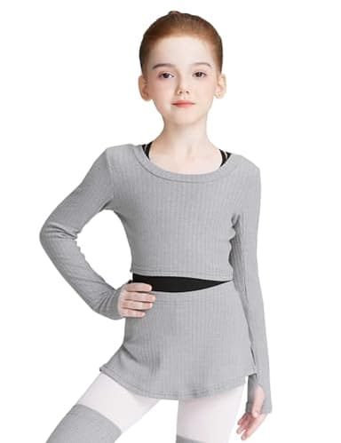 Knit Grey Girls Ballet Warm up Dance Sweater, Ballet Skirt Skorts for Leotards in Winter