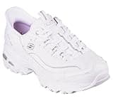 Skechers Women's D'Lites New Scene Hands Free Slip-Ins Sneaker, White/Silver, 7.5
