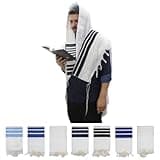 Ateret Judaica Full Size Tallit Prayer Shawl with Matching Bag, Certified Kosher, Blessing On Neckband.Design&Made in Israel. (60, Black & Silver)