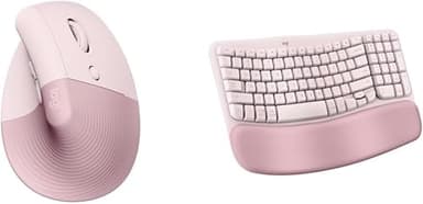 Logitech Wave Keys & Lift Vertical Mouse - Ergonomic Bundle — Wireless Keyboard with Cushioned Palm Rest & Vertical Wireless Mouse - Easy-Switch, Bluetooth, for Multi-OS, Windows/Mac - Rose