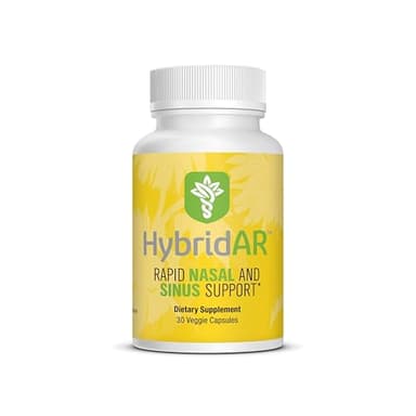 HybridAR Rapid Sinus Relief and Calm – Fast Acting Non-Drowsy Sinus Support and Medicine - Natural Decongestants for Adults with Antihistamine, Quercetin, and Butterbur for Allergies - 30 Capsules