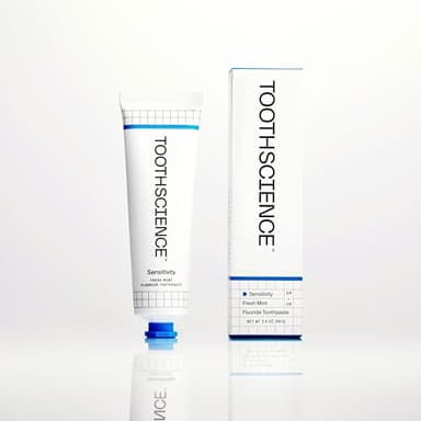 ToothScience Sensitivity Toothpaste 5-in-1 Fluoride Formula Helps Relieve Sensitivity & Provides Cavity Protection, Naturally Flavored with Peppermint Oil, Free of Dyes & Alcohol (Fresh Mint, 3.4 oz)