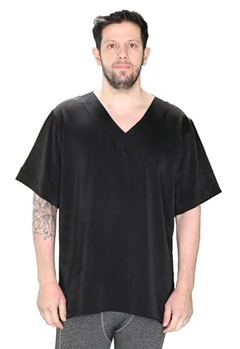 Mona's Choice Premium Satin Mens Night Shirt (Black, XXXL)