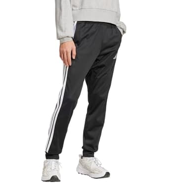 Adidas Mens 3-Stripes Tricot Regular Tapered Sportswear Track Pants, Black/White, Medium