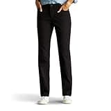 Lee Women's Missy Instantly Slims Classic Relaxed Fit Monroe Straight Leg Jean, Black, 18