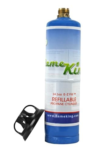 Flame King FLMKNG141LP 1LB Empty Propane Welding Cylinder Tank, Reusable & Transportable - Safe and Legal Refill Option, 14.1 oz, Blue