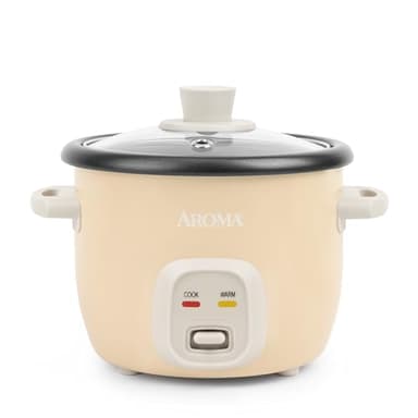 AROMA® Mini Rice Cooker, 2-Cup (Uncooked) / 4-Cup (Cooked), Grain Cooker, Soup Maker, Oatmeal Cooker, Auto Keep Warm, 1 Qt, Milk Tea color