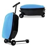 Scooter Luggage, 2- in- 1 Folding Carry On Hardshell Ride On Scooter Suitcase for Aged 4-15, Multifunctional Ride On Lightweight Luggage (light blue)