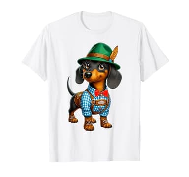 Funny Dachshund Dog In Lederhosen Costume Oktoberfest Men T-Shirt