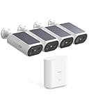 AOSU Solar Security Cameras Wireless Outdoor, 2Mins DIY Installation, No Subscription Cameras for Home Security System, Local Storage, 2K Color Night Vision for Surveillance, 2.4&5ghz WiFi, 4 Cam-kit