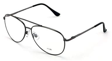 Men Aviator Progressive Clear Lens No Line Reading Glasses Tri-Focal Reader Spring Hinge (Gunmetal, 2.00)