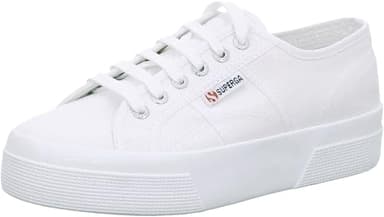 Superga 2740 Platform Sneakers for Men and Women - Iconic Italian Men’s and Women’s Tennis Shoes with Breathable Canvas Upper, Non Slip Rubber Sole, White - 5 Men / 6.5 Women